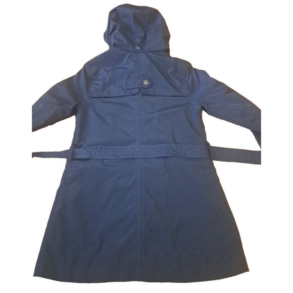 Womens Helly Hansen Welsey Trench Raincoat Hooded Pockets Navy Blue Size S - Picture 8 of 8